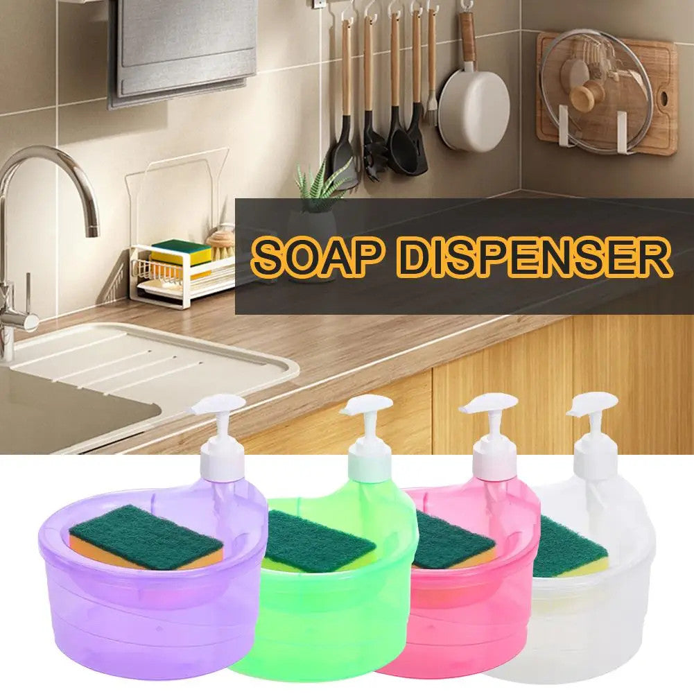 Creative Dispenser Kitchen Dish Soap Dispenser With Sponge Liquid Pump Soap Container