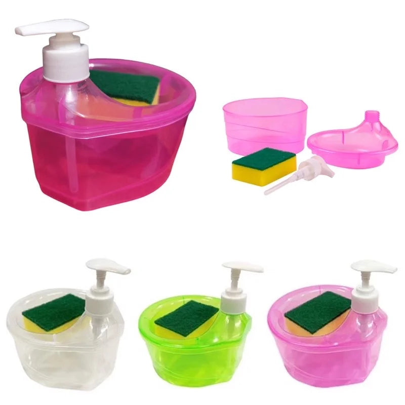 Creative Dispenser Kitchen Dish Soap Dispenser With Sponge Liquid Pump Soap Container