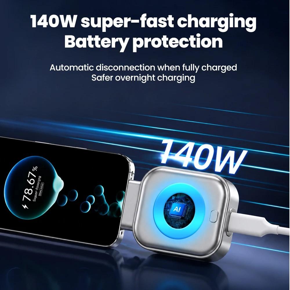 140W USB-C Fast Charger with Smart Auto Cut-Off & Battery Protection