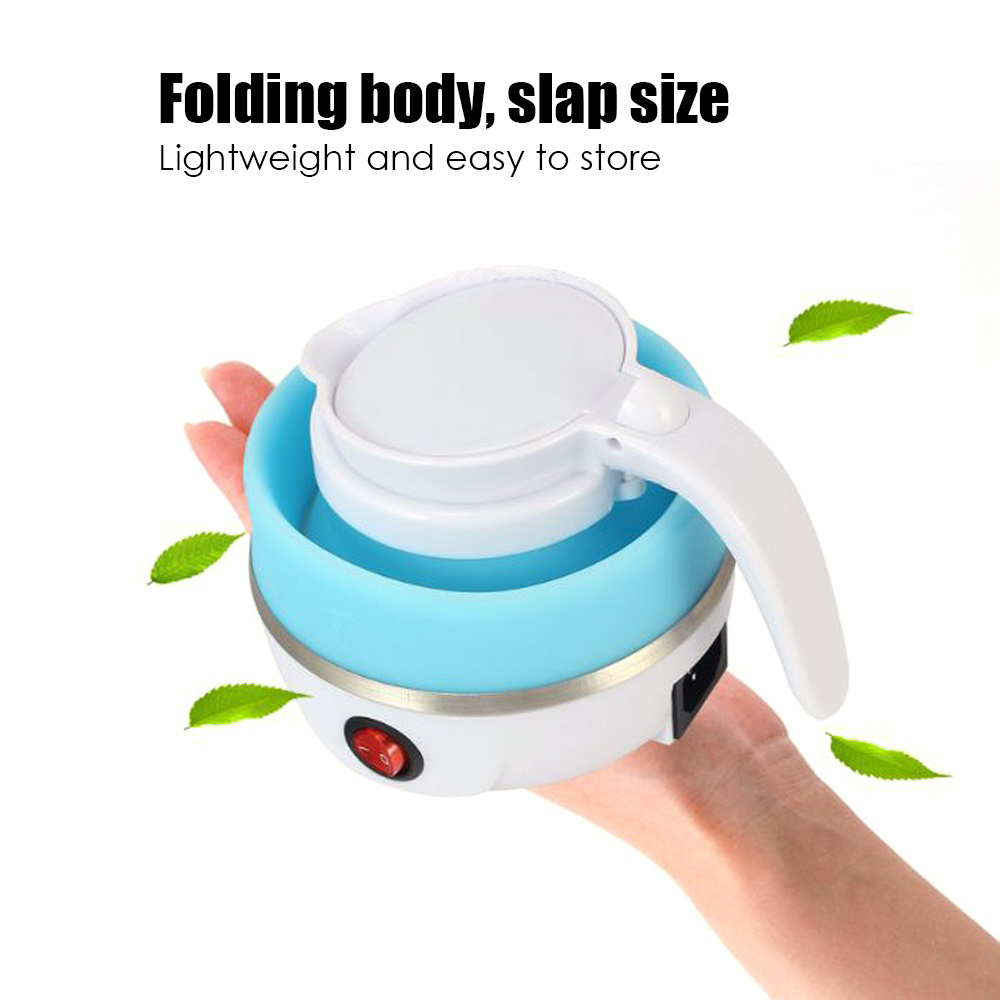 Foldable Portable Kettle | Travel Kettle - Upgraded Food Grade Silicone, 5 Mins Heater To Quickly Foldable Electric Kettle, 600ML