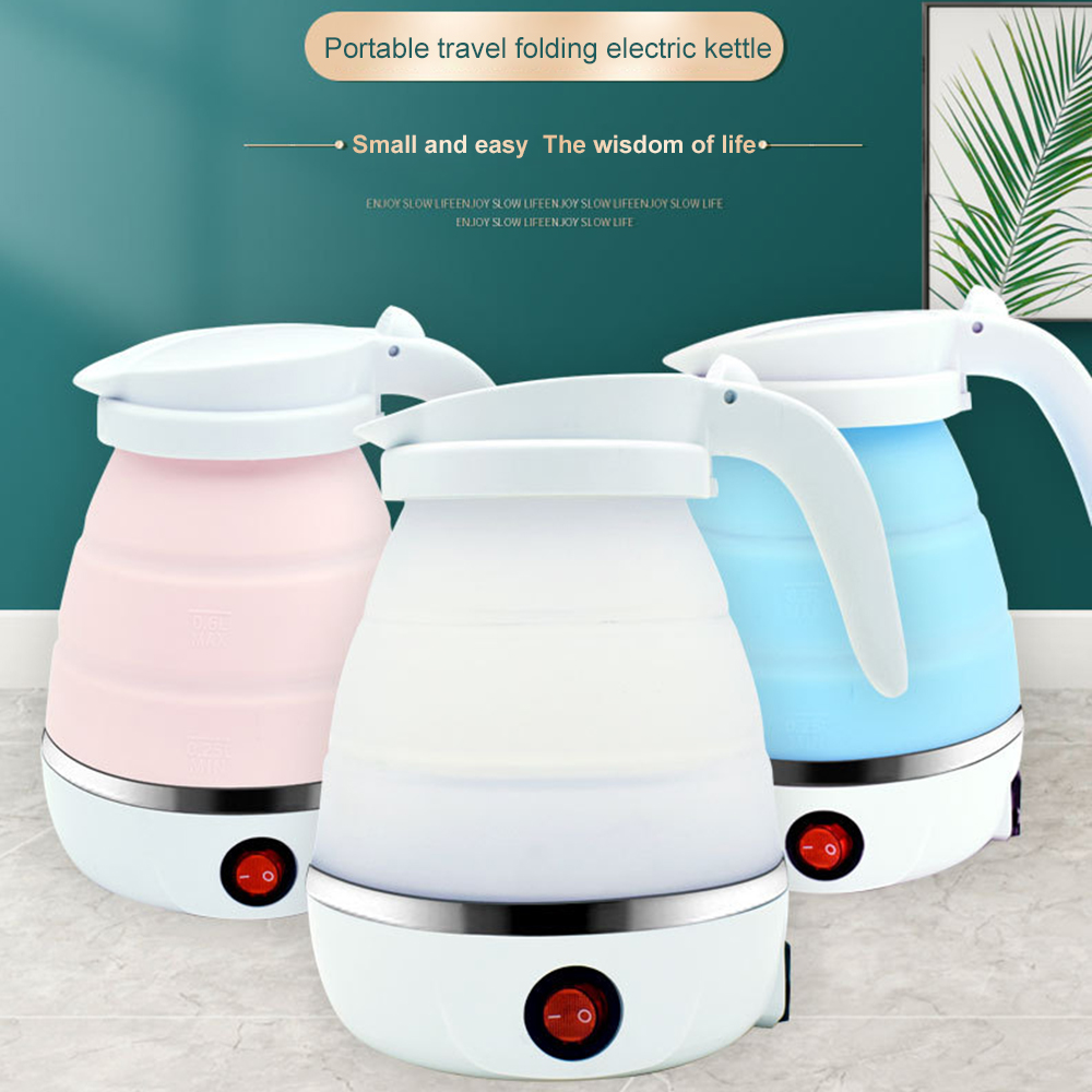 Foldable Portable Kettle | Travel Kettle - Upgraded Food Grade Silicone, 5 Mins Heater To Quickly Foldable Electric Kettle, 600ML