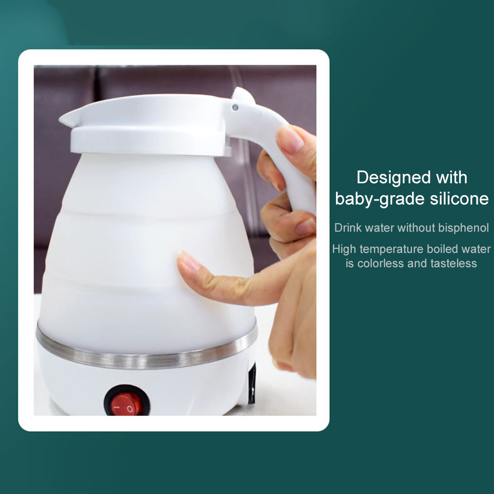 Foldable Portable Kettle | Travel Kettle - Upgraded Food Grade Silicone, 5 Mins Heater To Quickly Foldable Electric Kettle, 600ML