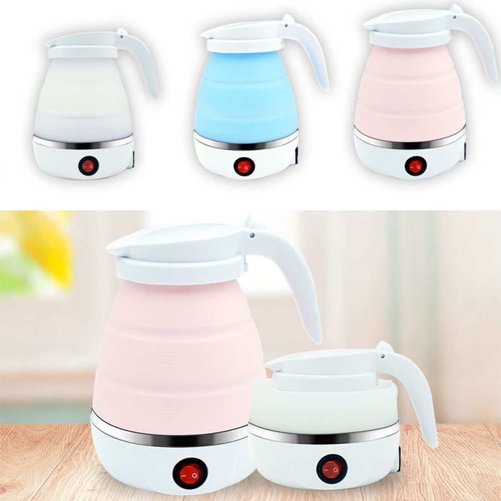 Foldable Portable Kettle | Travel Kettle - Upgraded Food Grade Silicone, 5 Mins Heater To Quickly Foldable Electric Kettle, 600ML