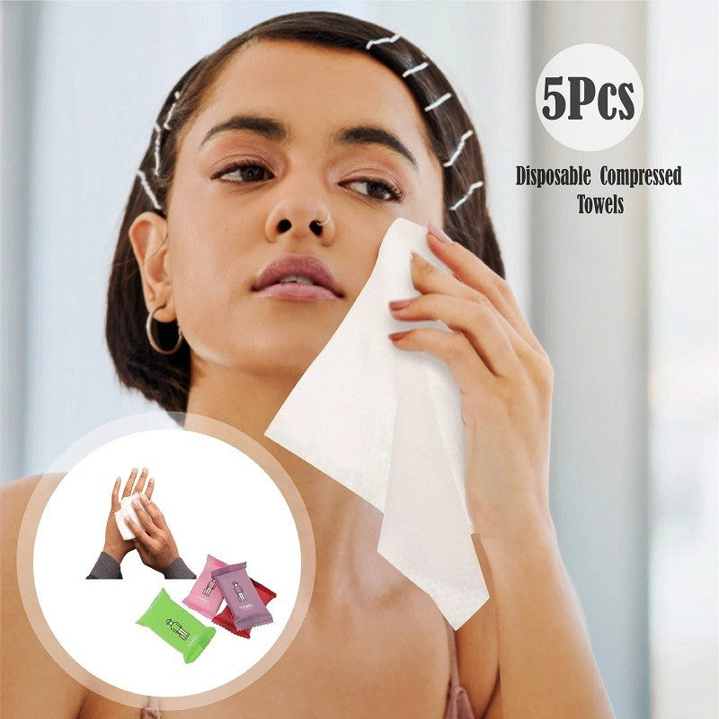 5 Pcs Disposable Compressed Towels