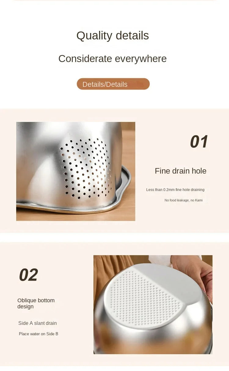 Rice Washer Strainer Bowl Stainless Steel Fruit And Vegetable Strainer Kitchen Tools