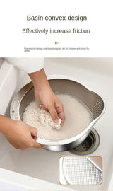 Rice Washer Strainer Bowl Stainless Steel Fruit And Vegetable Strainer Kitchen Tools