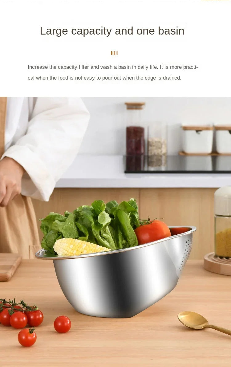 Rice Washer Strainer Bowl Stainless Steel Fruit And Vegetable Strainer Kitchen Tools
