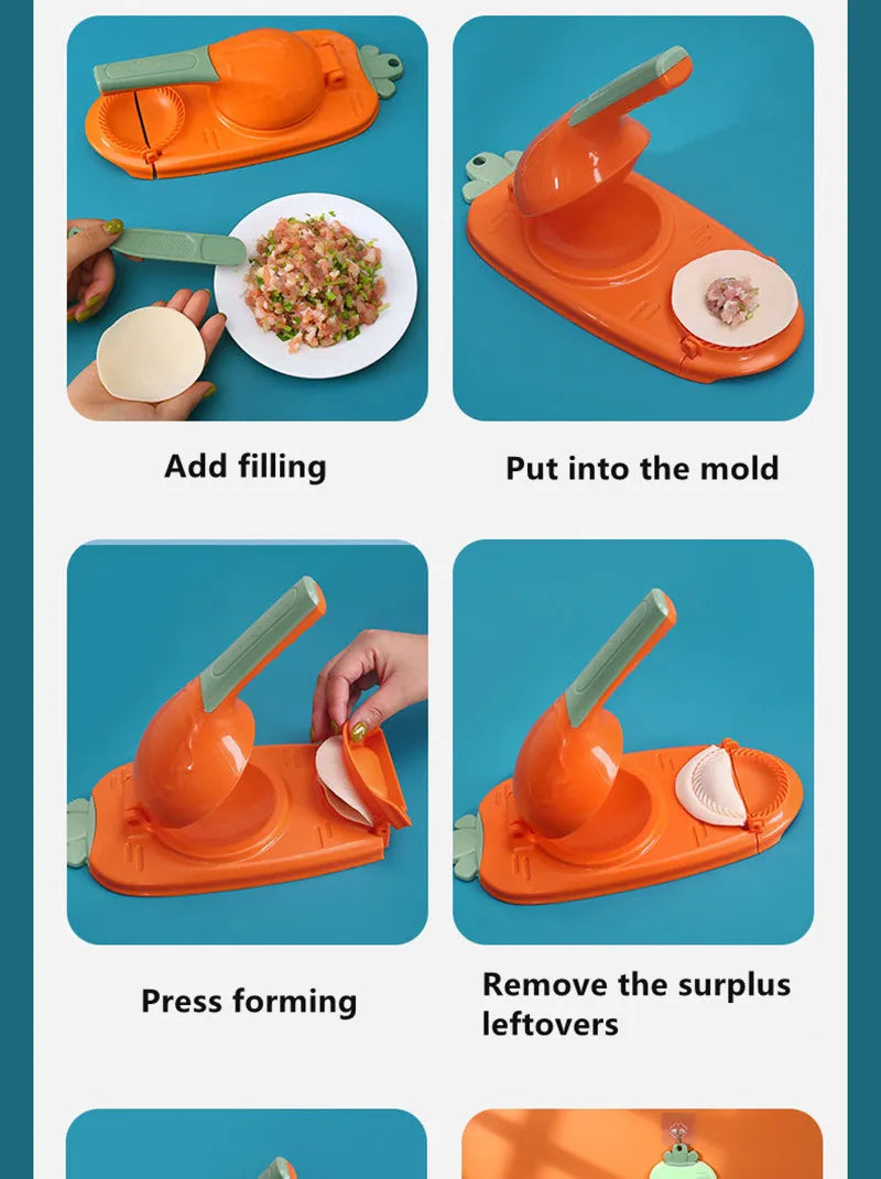 2 in 1 ম্যাজিক পিঠা মেকার-2 In1 Dumpling Maker DIY Kit Wrapper Presser Manual Labor- Machine Kitchen Gadgets