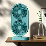 120° Adjustable High Speed Portable Double Head Desk Fan Rechargeable Fan with 4 Speeds Cooling Fan