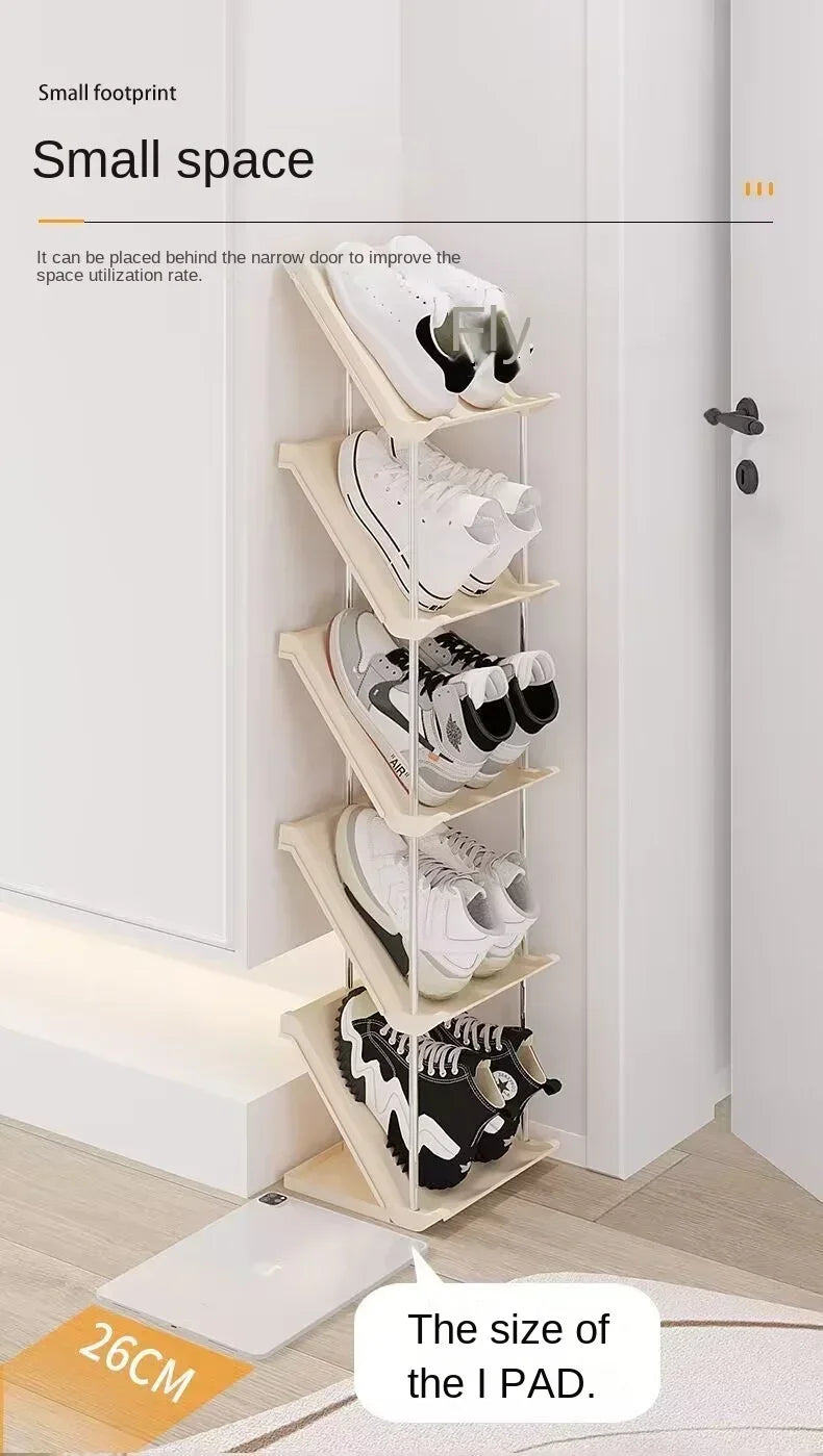 5 Layer Vertical Shoe Rack Space Saving Cabinet With Strong Load Bearing Stainless Steel Stand ( HL034 )