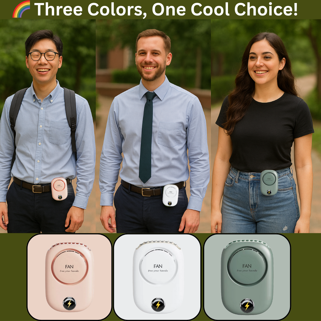 Portable Waist Hanging Fan Mini Neck Fans with Adjustable Bladeless USB Rechargeable Sports Cooling Fan