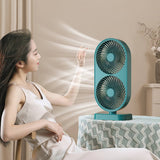 120° Adjustable High Speed Portable Double Head Desk Fan Rechargeable Fan with 4 Speeds Cooling Fan