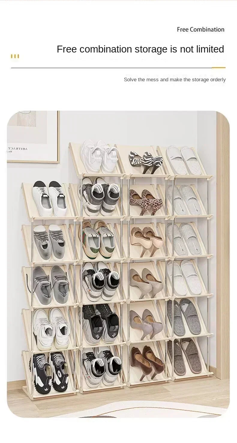 5 Layer Vertical Shoe Rack Space Saving Cabinet With Strong Load Bearing Stainless Steel Stand ( HL034 )