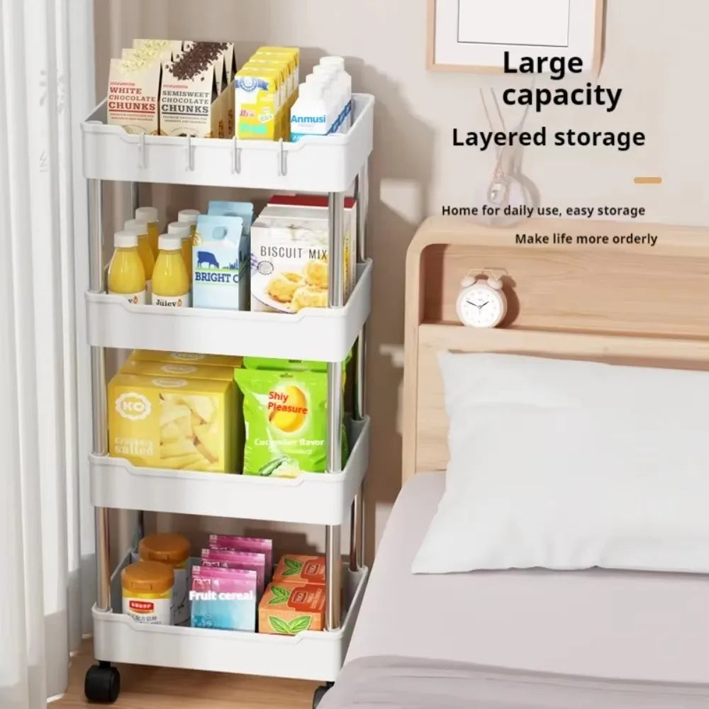 Wide Type High Capacity Multi Purpose Trolly Rack Multifunctional Movable Storage Cart