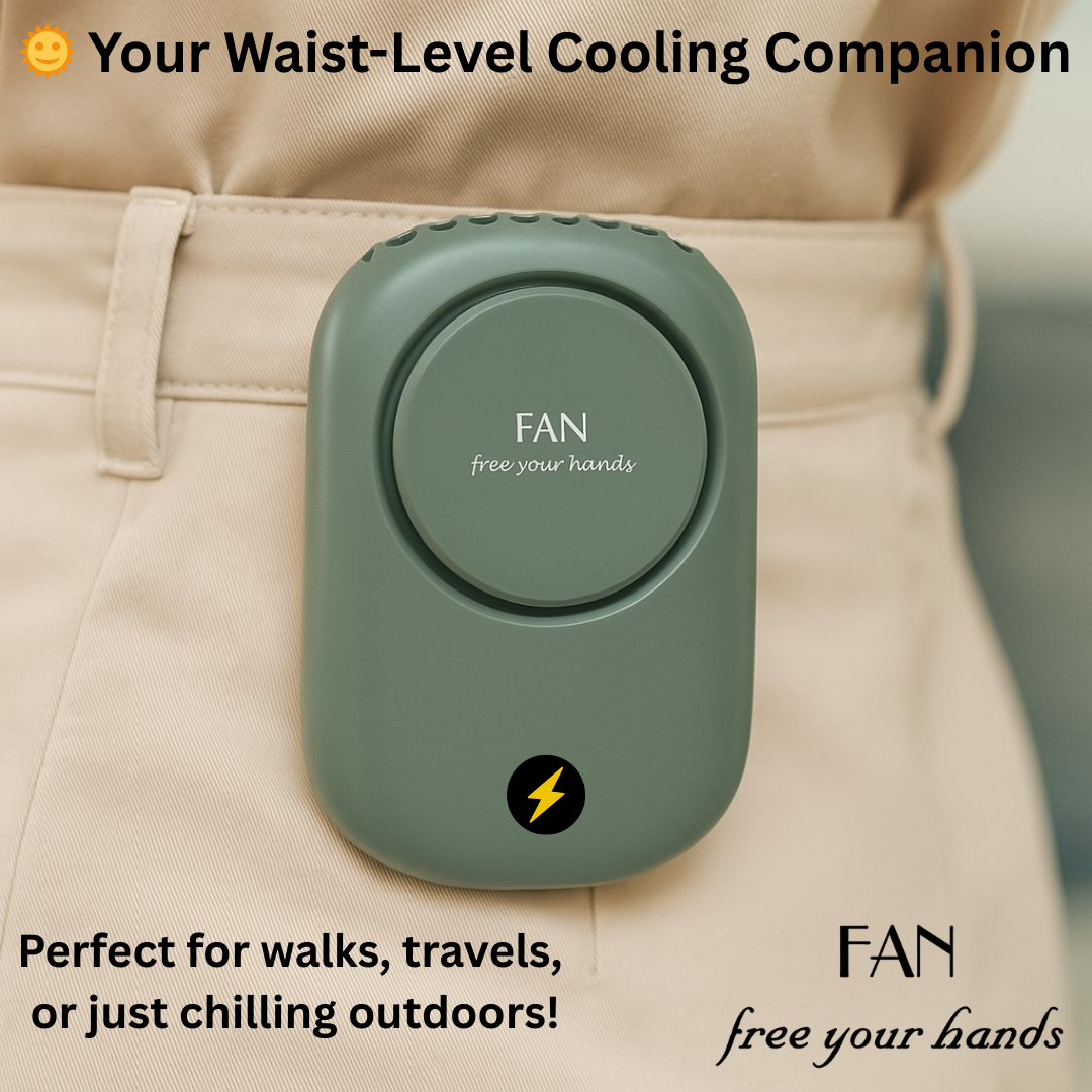 Portable Waist Hanging Fan Mini Neck Fans with Adjustable Bladeless USB Rechargeable Sports Cooling Fan
