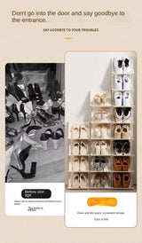 5 Layer Vertical Shoe Rack Space Saving Cabinet With Strong Load Bearing Stainless Steel Stand ( HL034 )