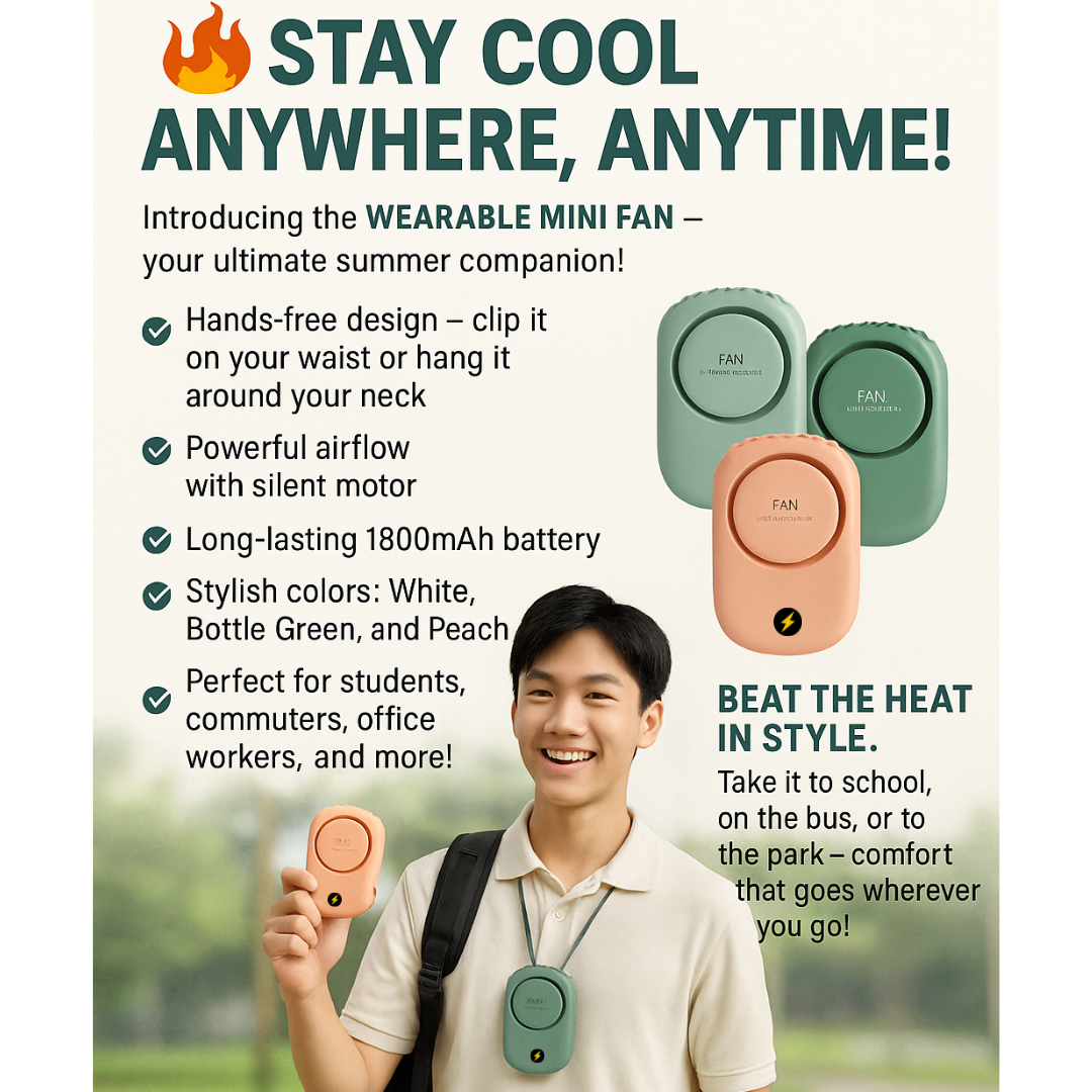 Portable Waist Hanging Fan Mini Neck Fans with Adjustable Bladeless USB Rechargeable Sports Cooling Fan
