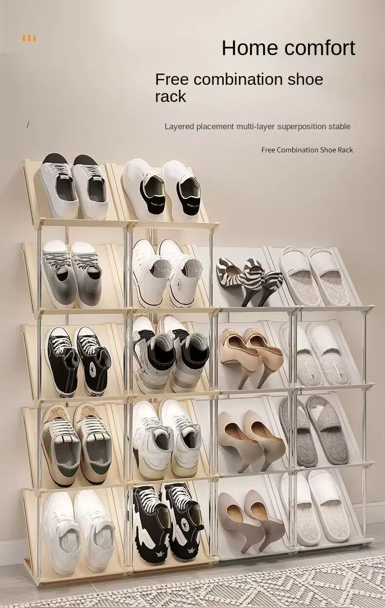 5 Layer Vertical Shoe Rack Space Saving Cabinet With Strong Load Bearing Stainless Steel Stand ( HL034 )